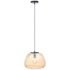 Brilliant Kaizen Pendelleuchte Glas Pendelleuchte Metall Schwarz Beige | 350mm - Geeignet für 1x E27